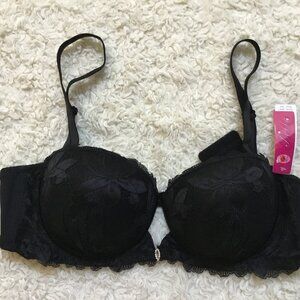 BELLA Intimate Push Up Bra Floral Laced Brassiere Lingerie Stretchy Black 36C